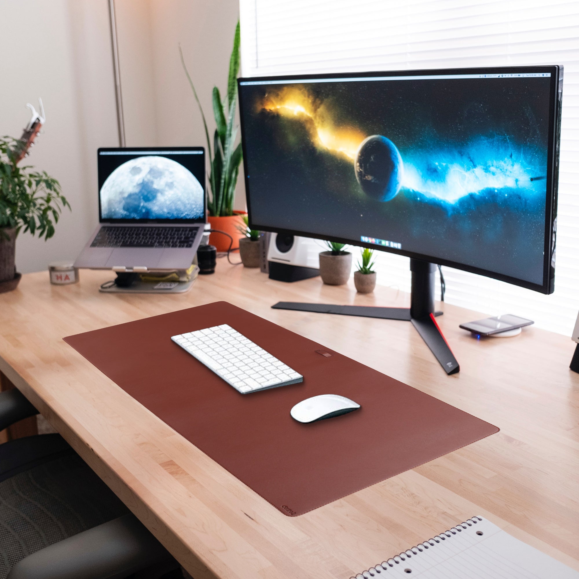 Brown Prestige Vegan Leather Desk Mat