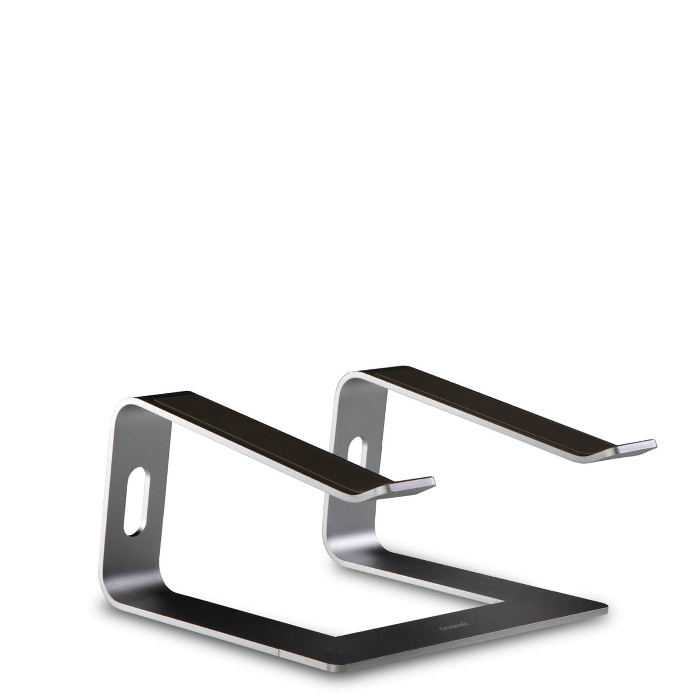 A well engineered gun metal aluminium laptop stand or laptop riser