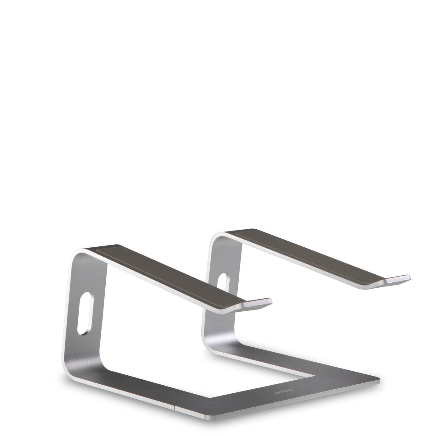 A well engineered silver aluminium riser stand for laptop or macbook