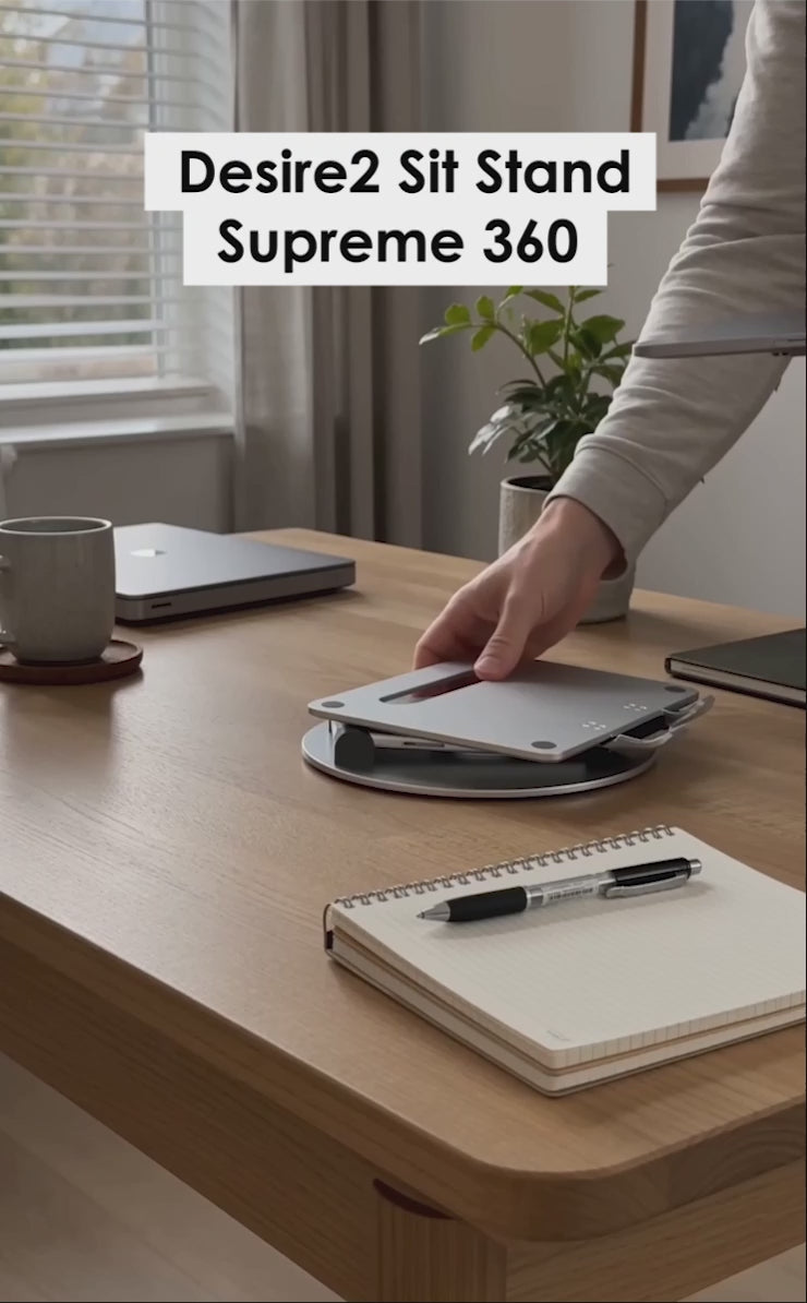 Video demonstrating adjustable laptop stand height and angle settings 